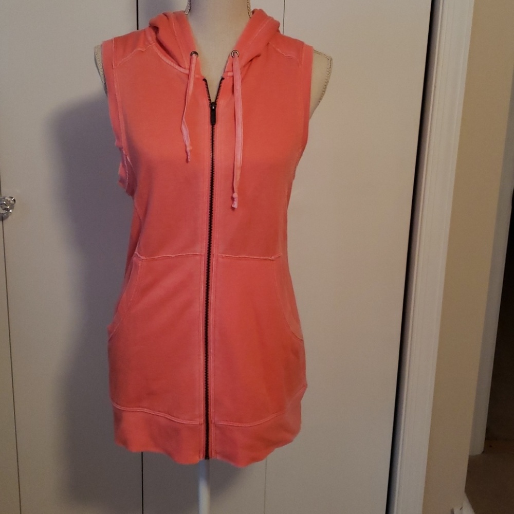 Coral Sleeveless Hooded Jacket